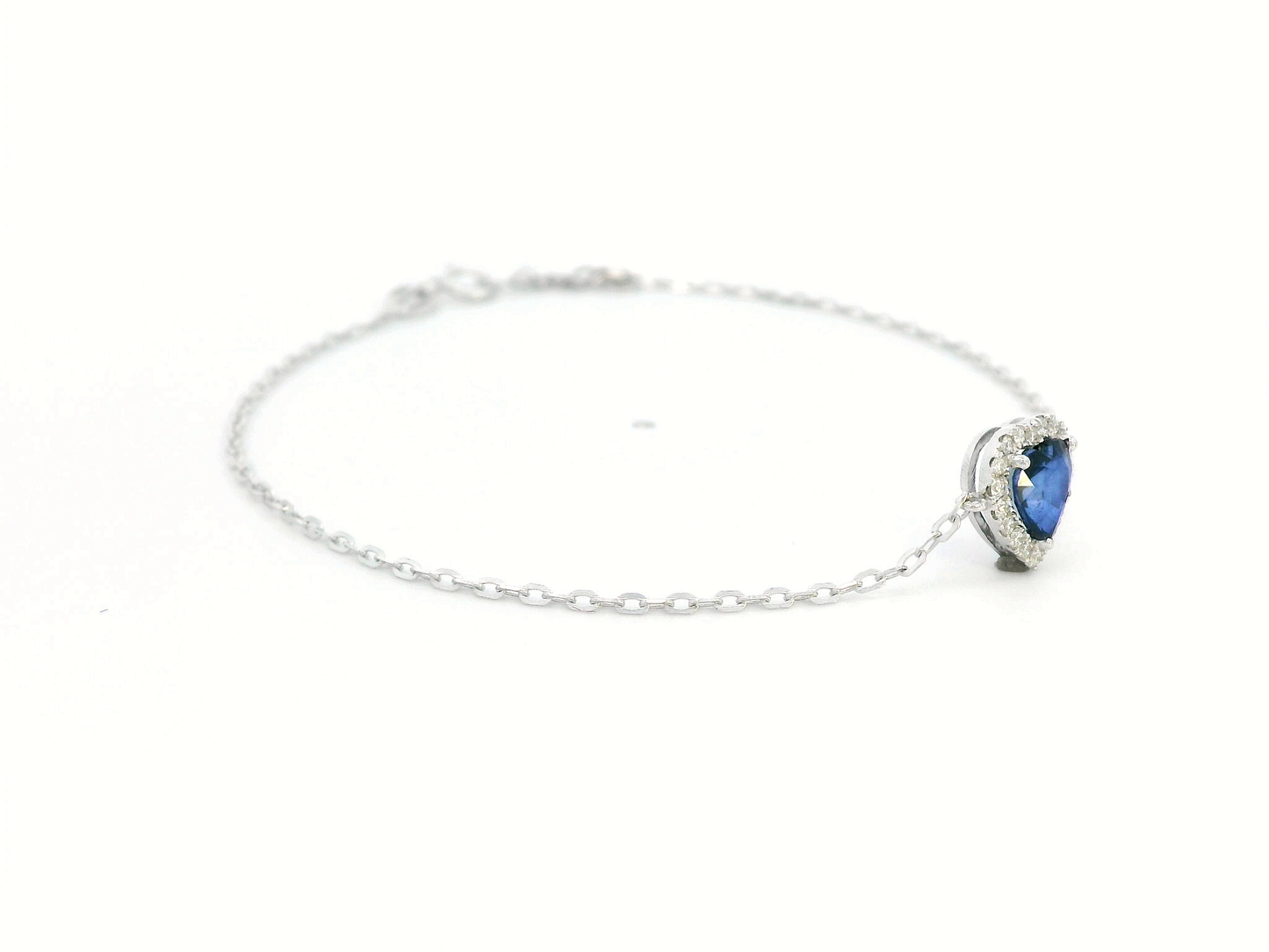 Heart-Shaped Sapphire and Diamond Halo Bracelet in 18K Gold
