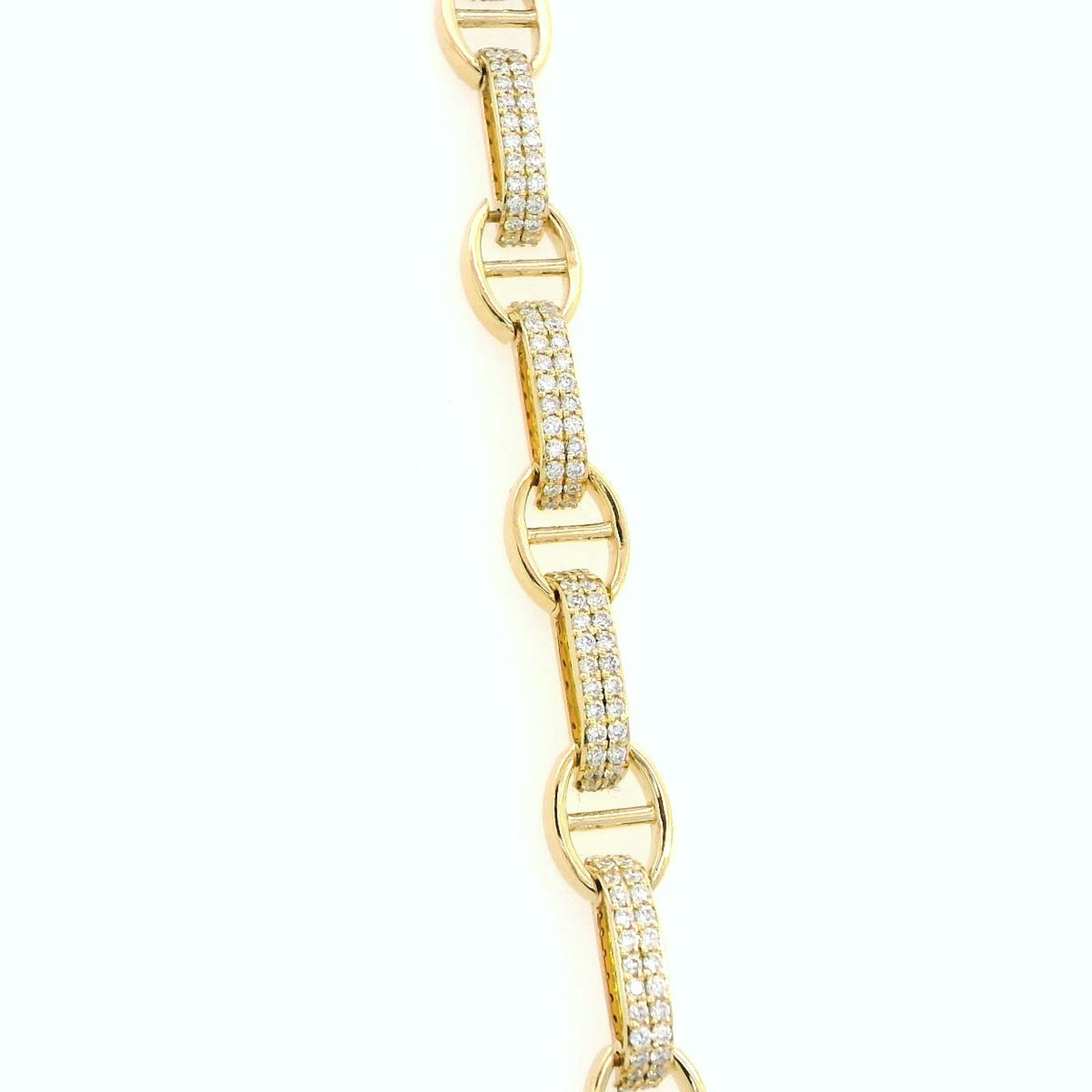18K Gold Diamond Bracelet - 1.10 Carat Pave Link Design | Luxury Chain Bracelet