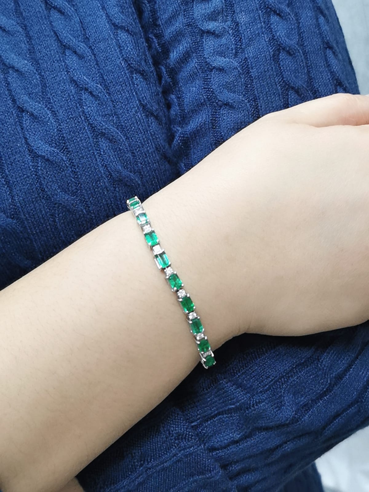 18K Gold Emerald Tennis Bracelet with Diamonds – 12.11ct May Birthstone Luxury Jewelry