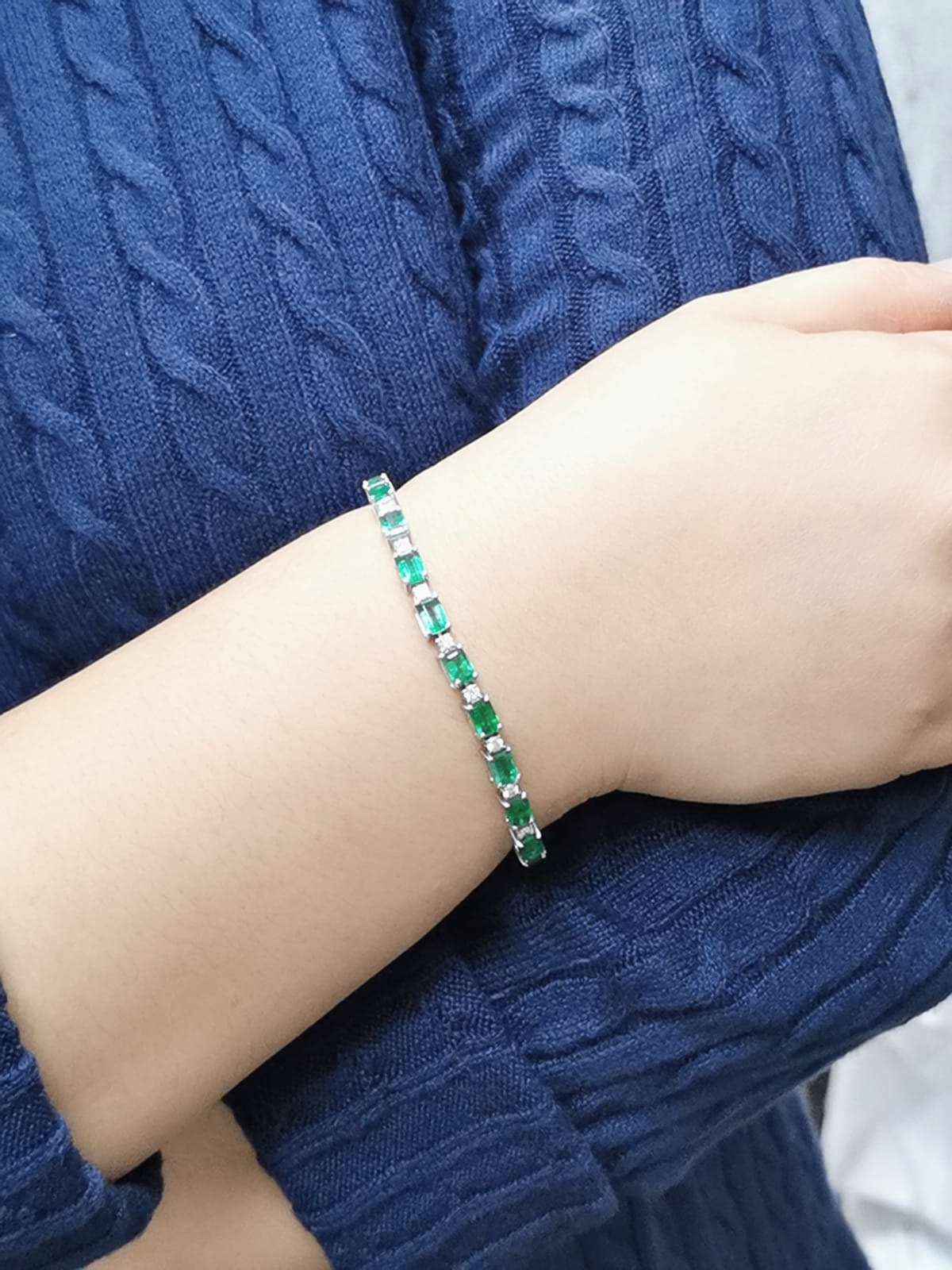 18K Gold Emerald Tennis Bracelet with Diamonds – 12.11ct May Birthstone Luxury Jewelry