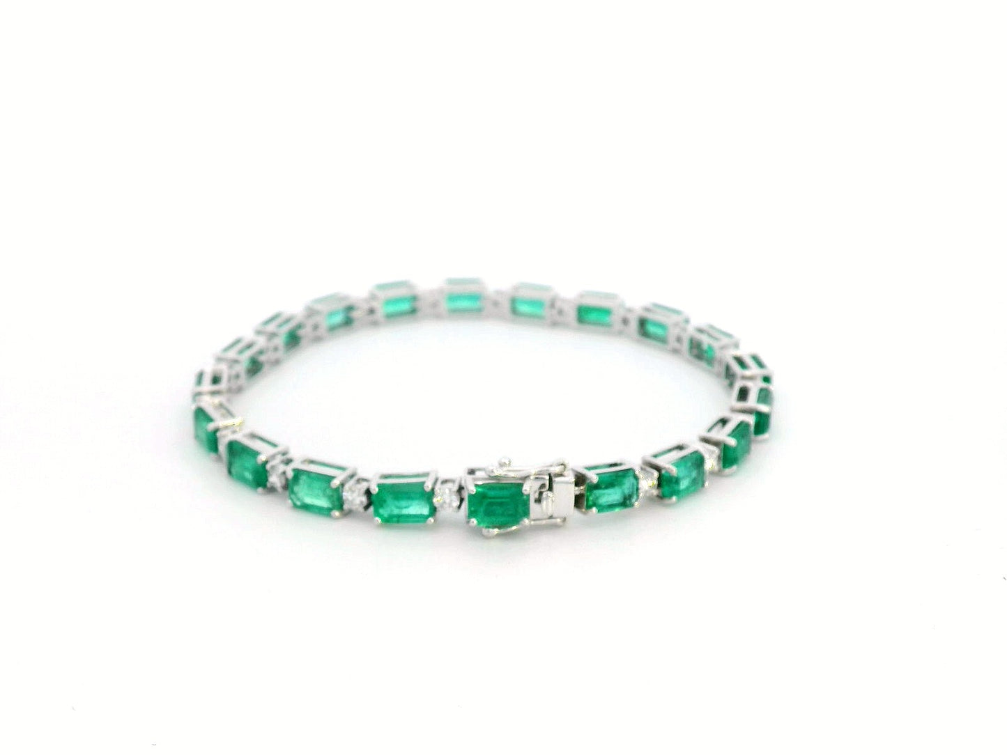 18K Gold Emerald Tennis Bracelet with Diamonds – 12.11ct May Birthstone Luxury Jewelry