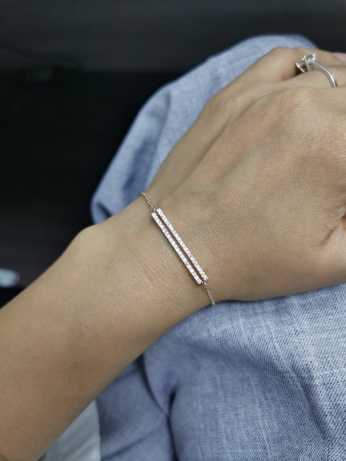 18K rose gold diamond bar bracelet with 0.43 carat pavé-set round diamonds