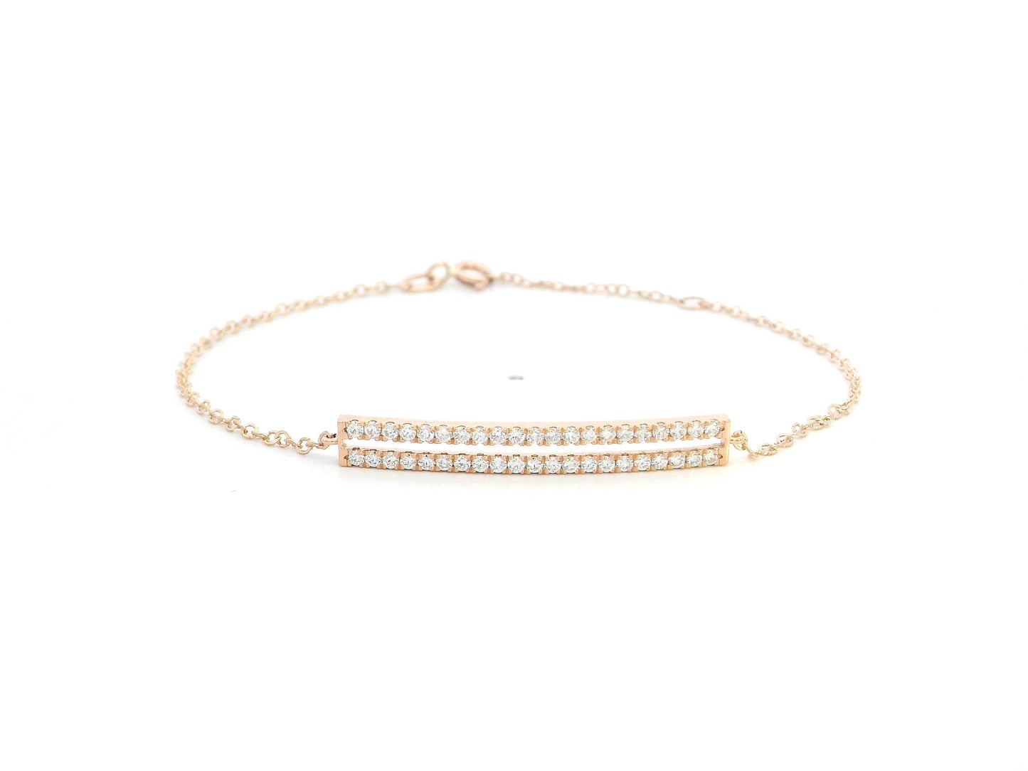 18K rose gold diamond bar bracelet with 0.43 carat pavé-set round diamonds