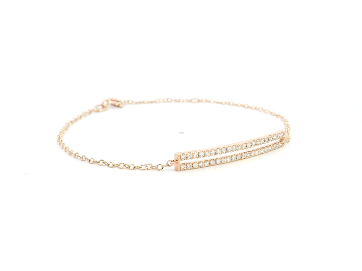 18K rose gold diamond bar bracelet with 0.43 carat pavé-set round diamonds