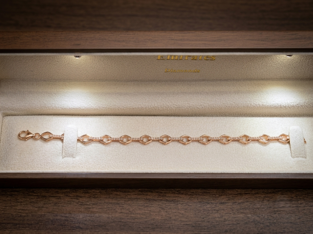 Diamond Link Bracelet in 18K Rose Gold