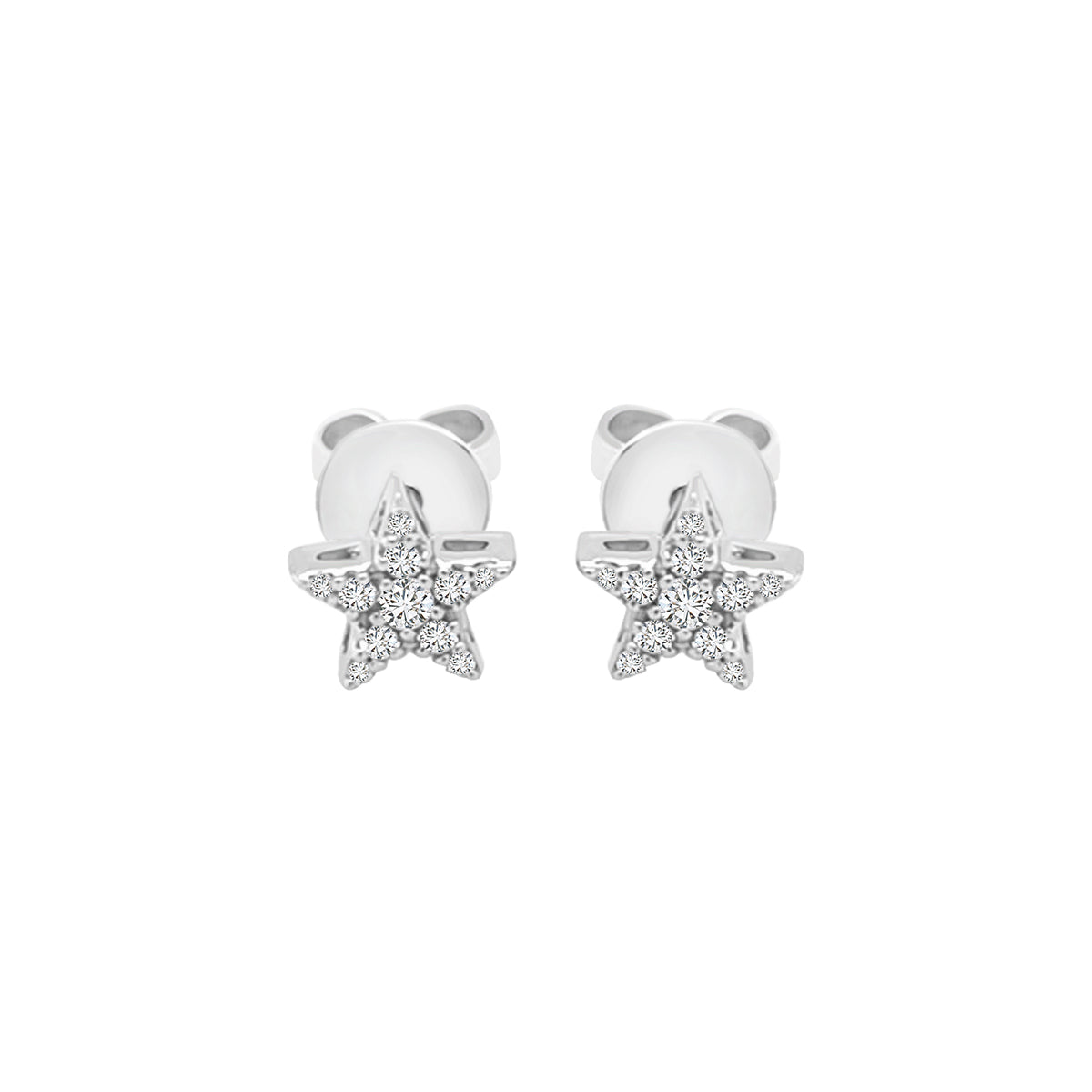 18K White Gold Diamond Star Stud Earrings – Dainty and Stylish for a Sparkling Look