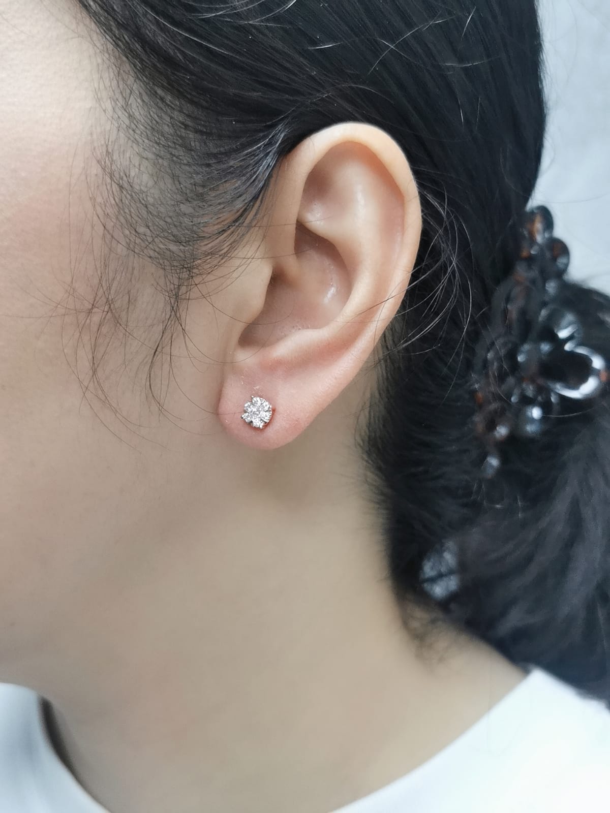 18K Rose Gold Diamond Cluster Stud Earrings for Women | 0.41ct Total Diamonds | Comes with Gift Box