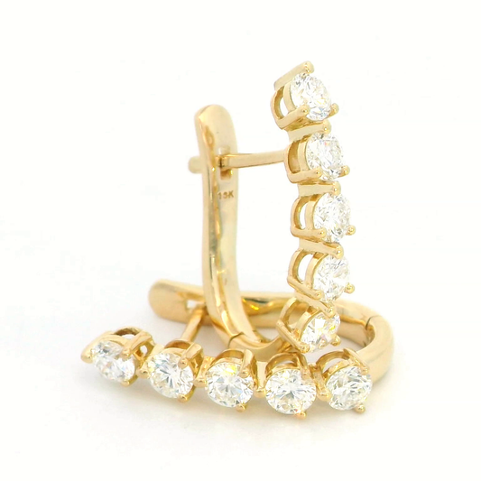 Elegant 18K Gold Diamond Hoop Earrings (Total 1.44ct Diamonds)