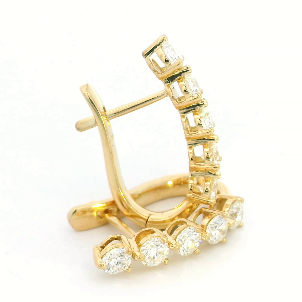 Elegant 18K Gold Diamond Hoop Earrings (Total 1.44ct Diamonds)