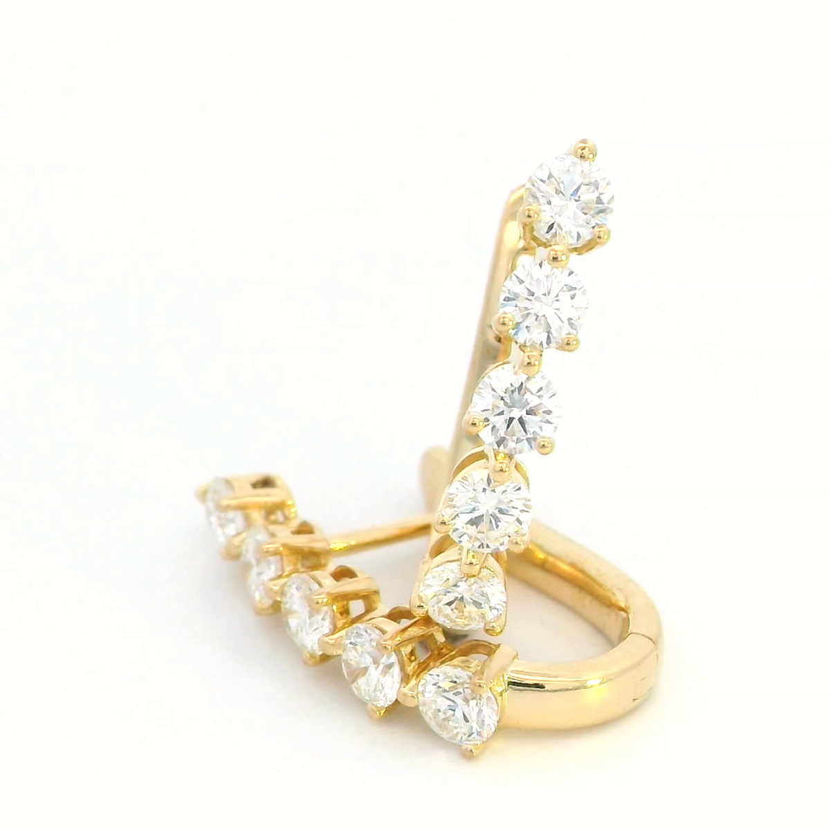 Elegant 18K Gold Diamond Hoop Earrings (Total 1.44ct Diamonds)