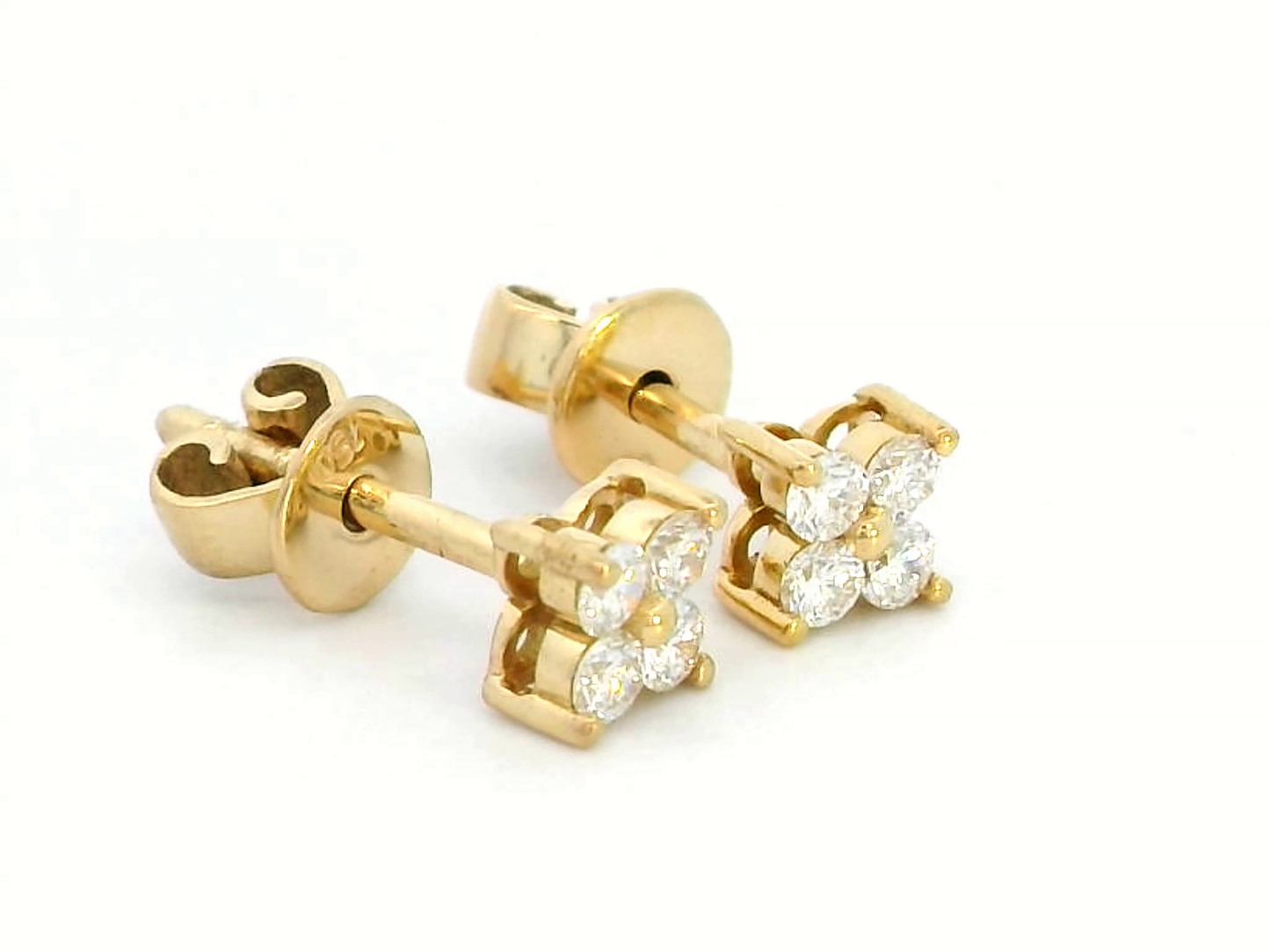 18k Yellow Gold Four-Stone Diamond Stud Earrings