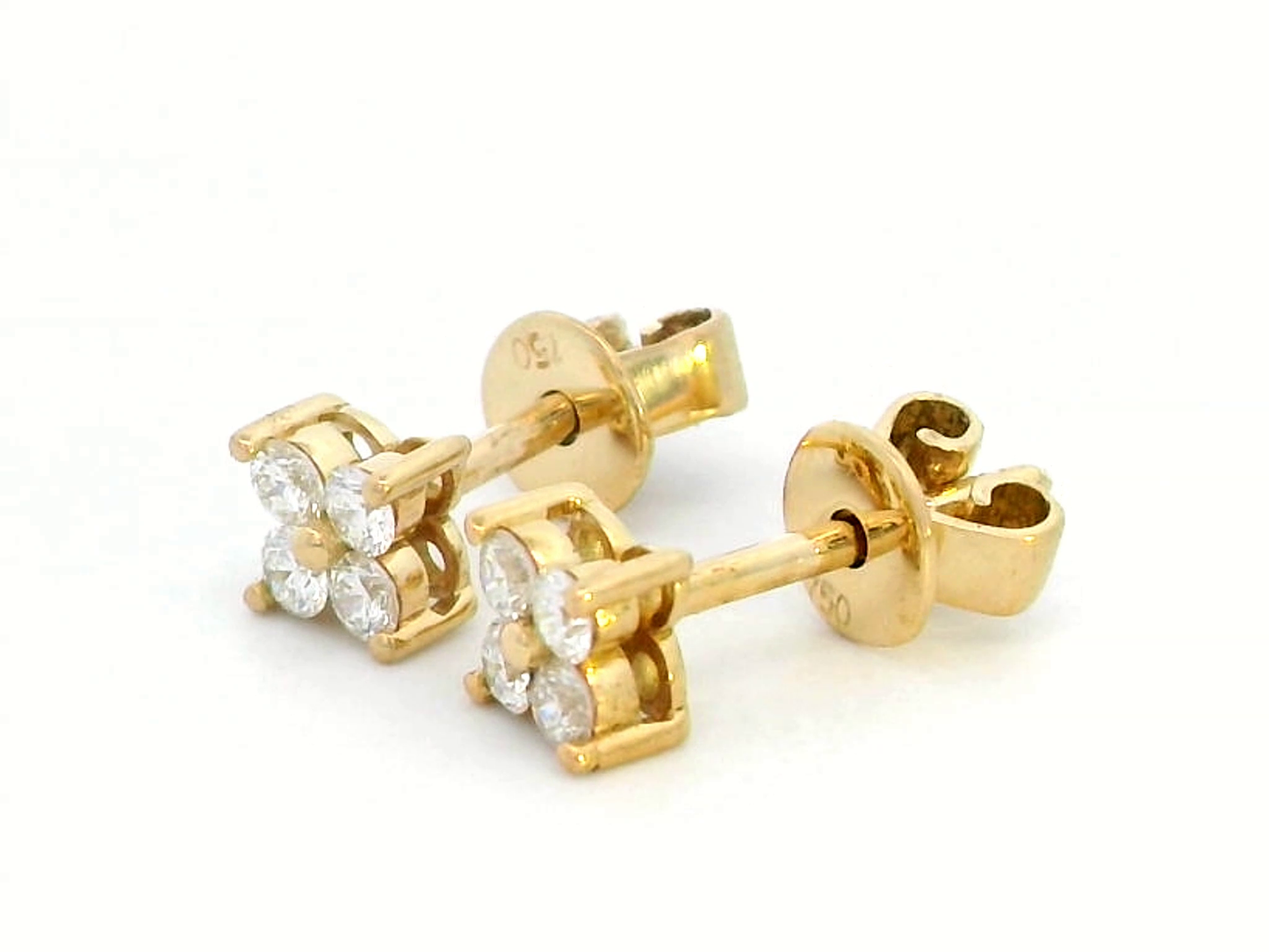 18k Yellow Gold Four-Stone Diamond Stud Earrings