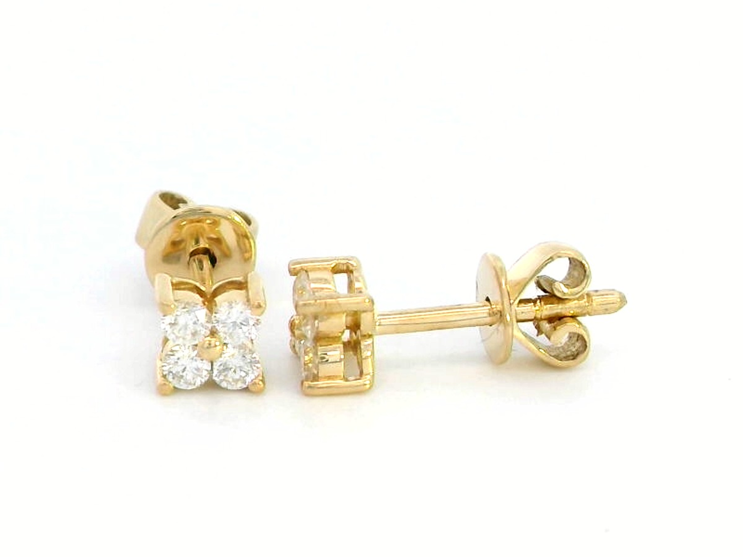 18k Yellow Gold Four-Stone Diamond Stud Earrings