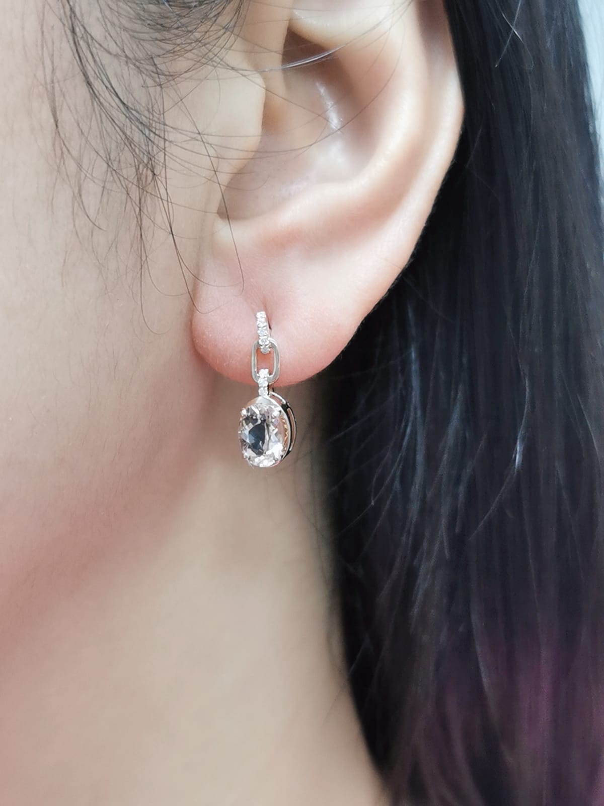 18K Rose Gold Drop Earrings With Oval Shape Morganites and Diamonds