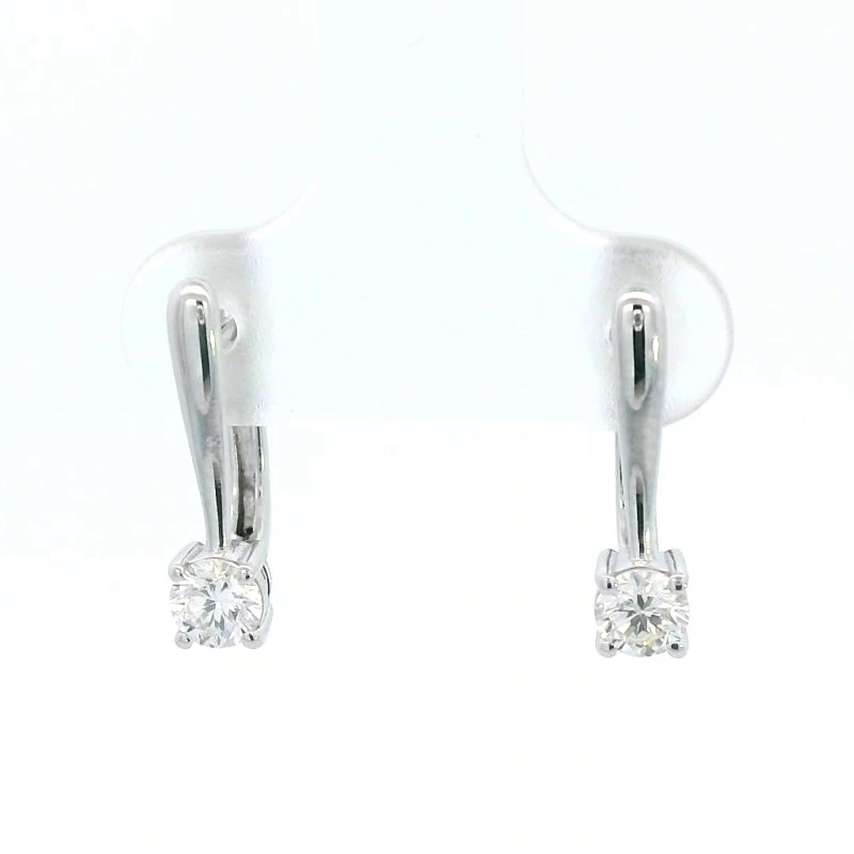 18K gold diamond huggie hoop earrings with 0.45-carat natural diamonds, featuring a secure and elegant design.
