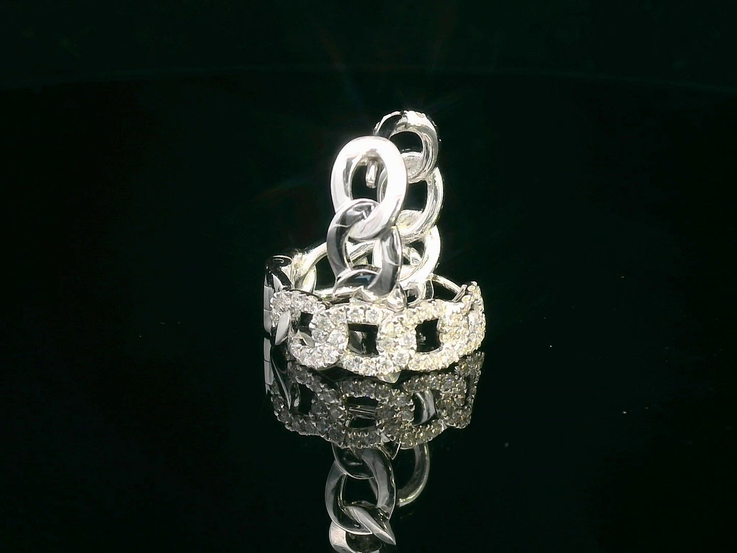 18K gold chain-link earrings with 0.54 carats of sparkling diamonds, featuring a modern and stylish design for an elegant statement look.