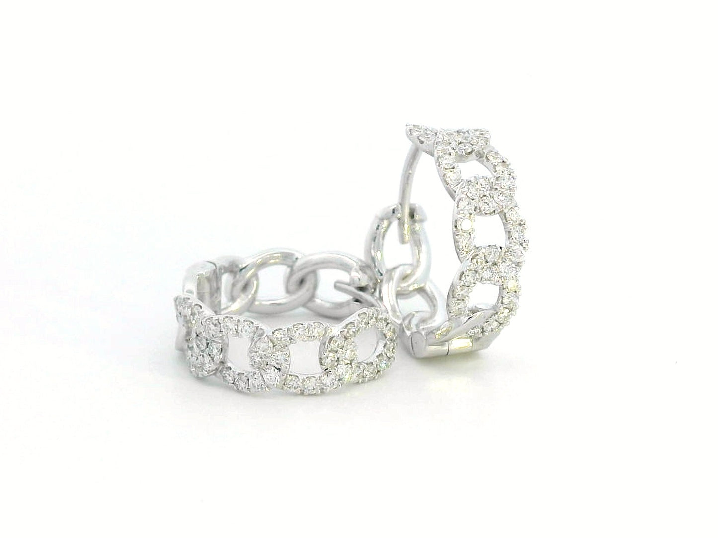 18K gold chain-link earrings with 0.54 carats of sparkling diamonds, featuring a modern and stylish design for an elegant statement look.