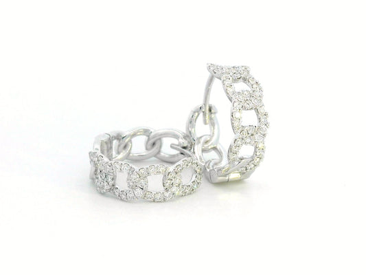 18K gold chain-link earrings with 0.54 carats of sparkling diamonds, featuring a modern and stylish design for an elegant statement look.