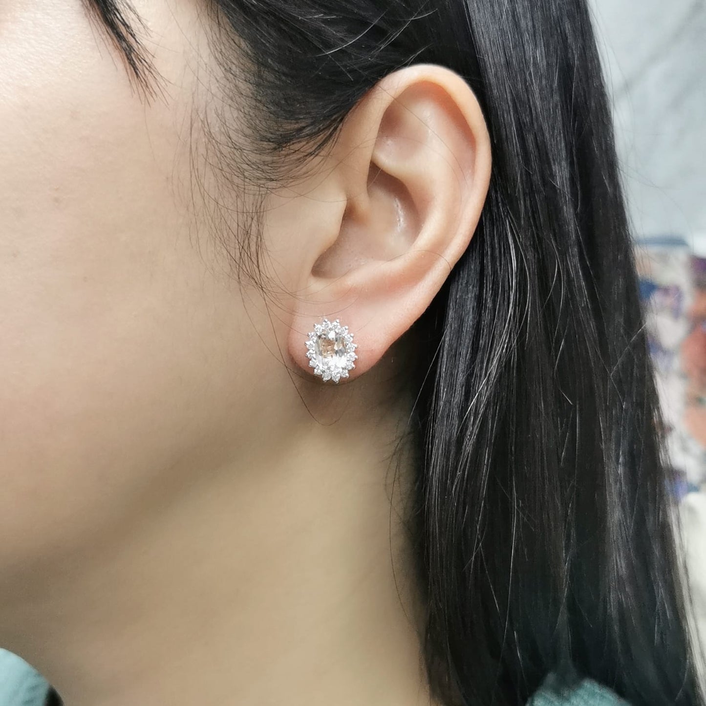 Morganite and Diamond Halo Stud Earrings, 18K Rose Gold, 2.77 Carat Morganites, Luxury Jewelry