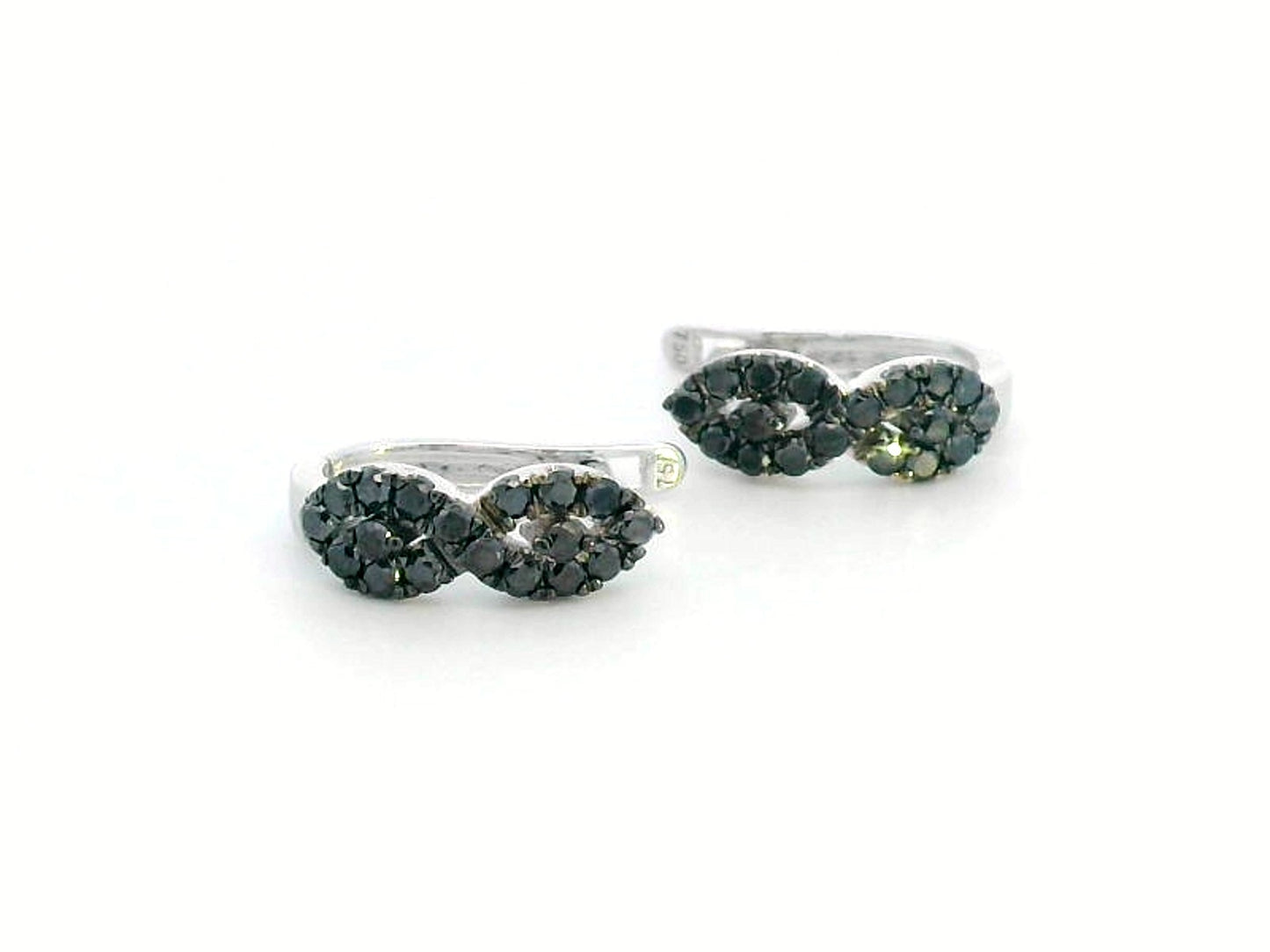 18K White Gold Black Diamond Hoop Earrings – 0.15 CT Natural Black Diamonds, Elegant Huggie Earrings for Women