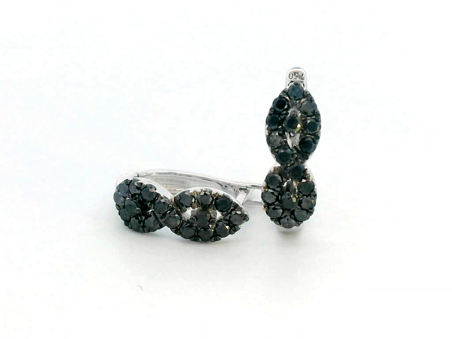 18K White Gold Black Diamond Hoop Earrings – 0.15 CT Natural Black Diamonds, Elegant Huggie Earrings for Women"
