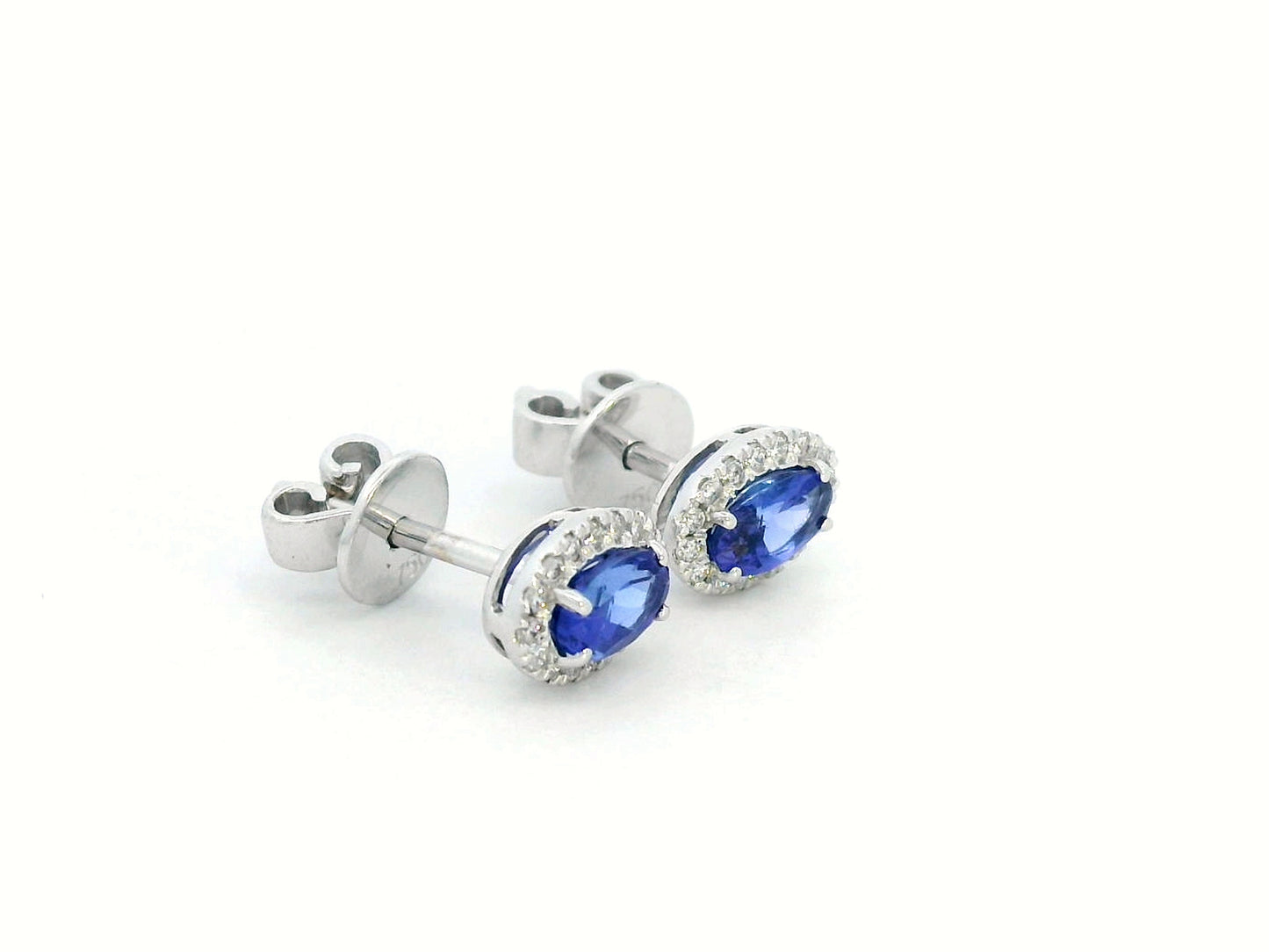 Luxury Oval Tanzanite & Diamond Halo Stud Earrings in 18K Gold – Fine Jewelry, December Birthstone Gift
