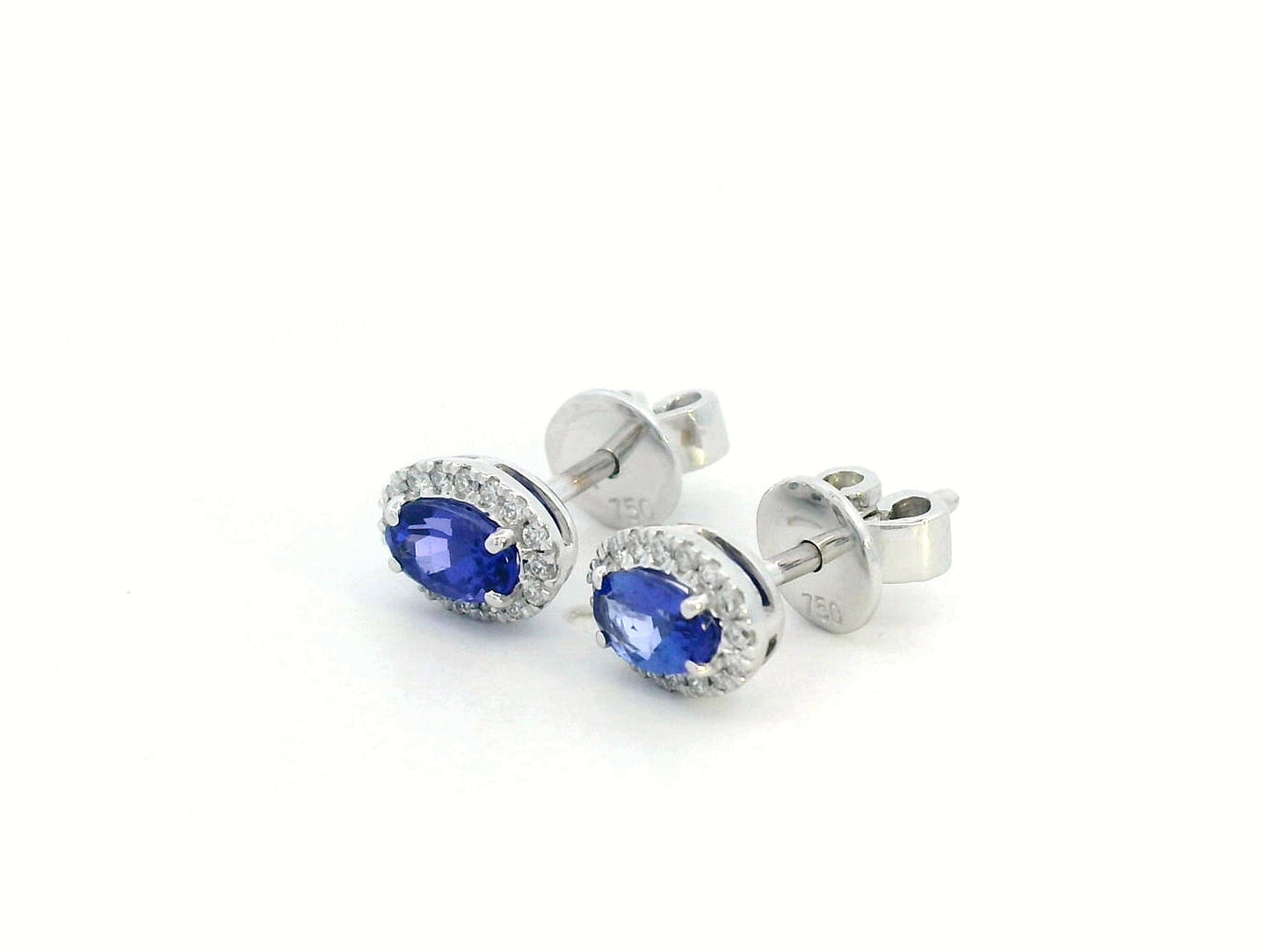 Luxury Oval Tanzanite & Diamond Halo Stud Earrings in 18K Gold – Fine Jewelry, December Birthstone Gift