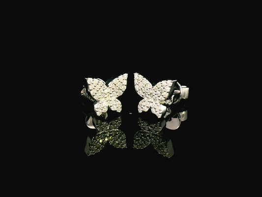 Butterfly diamond stud earrings in 18K gold – 0.26 carats pavé-set diamonds