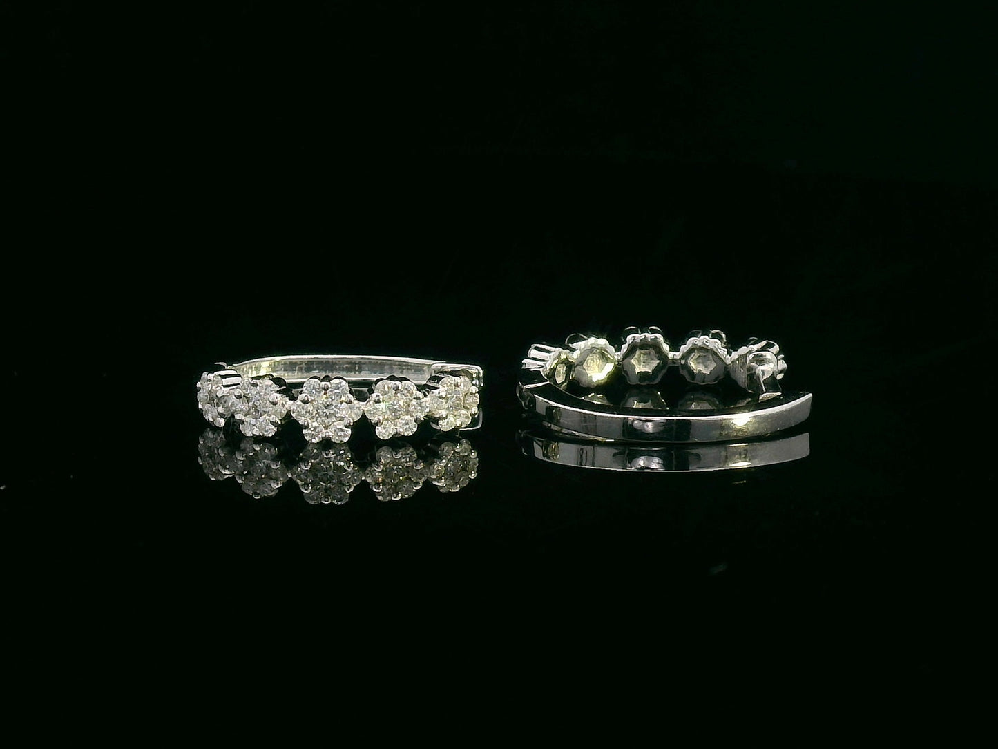 18K White Gold Diamond Floral Cluster Hoop Earrings – 0.40 Carat