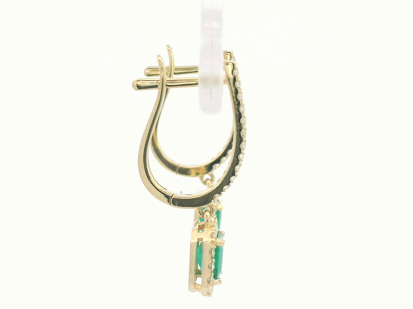 Luxury green emerald earrings with halo diamonds – drop design