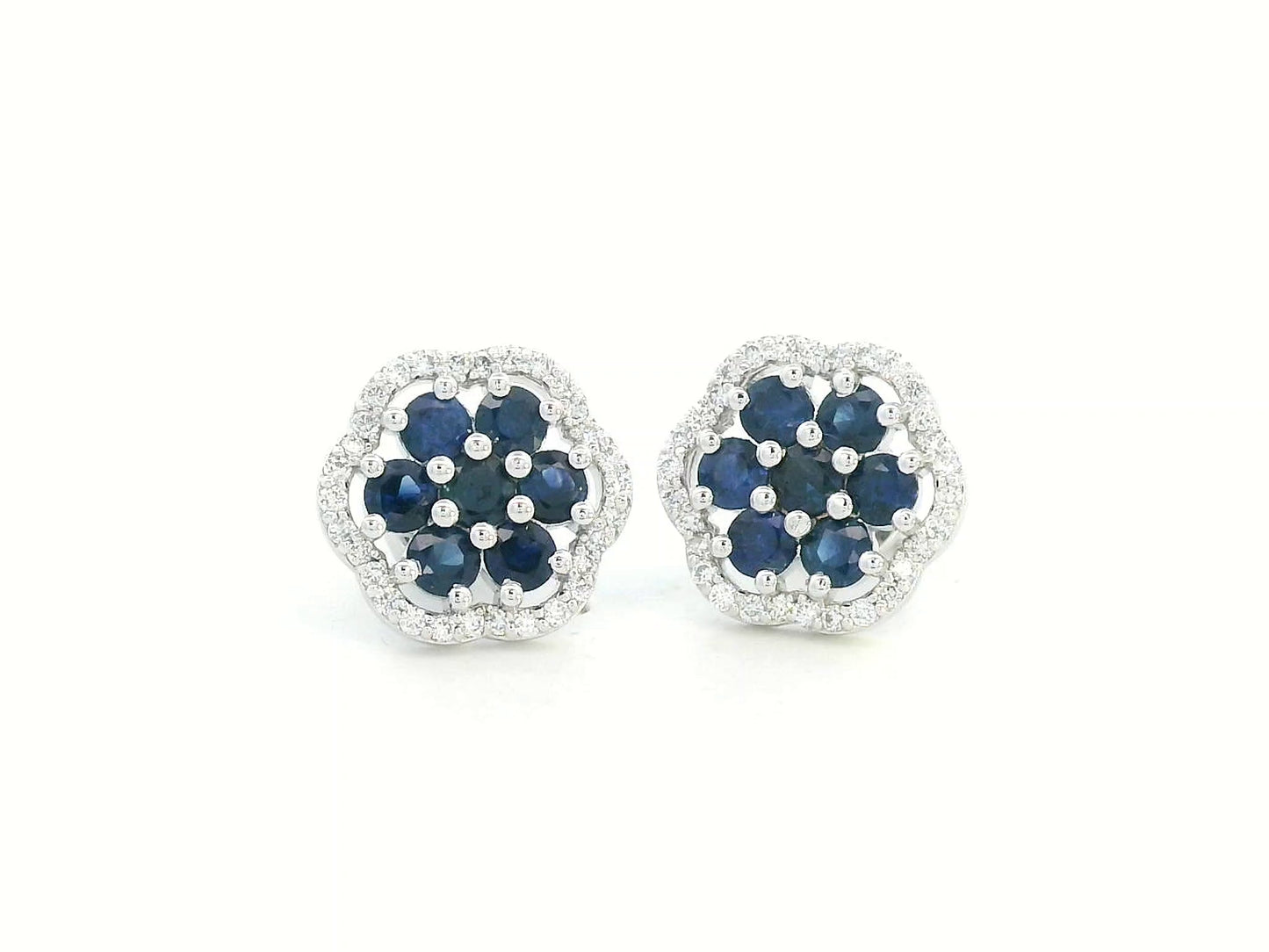 White gold earrings with 1.19ct sapphires and 0.23ct diamonds