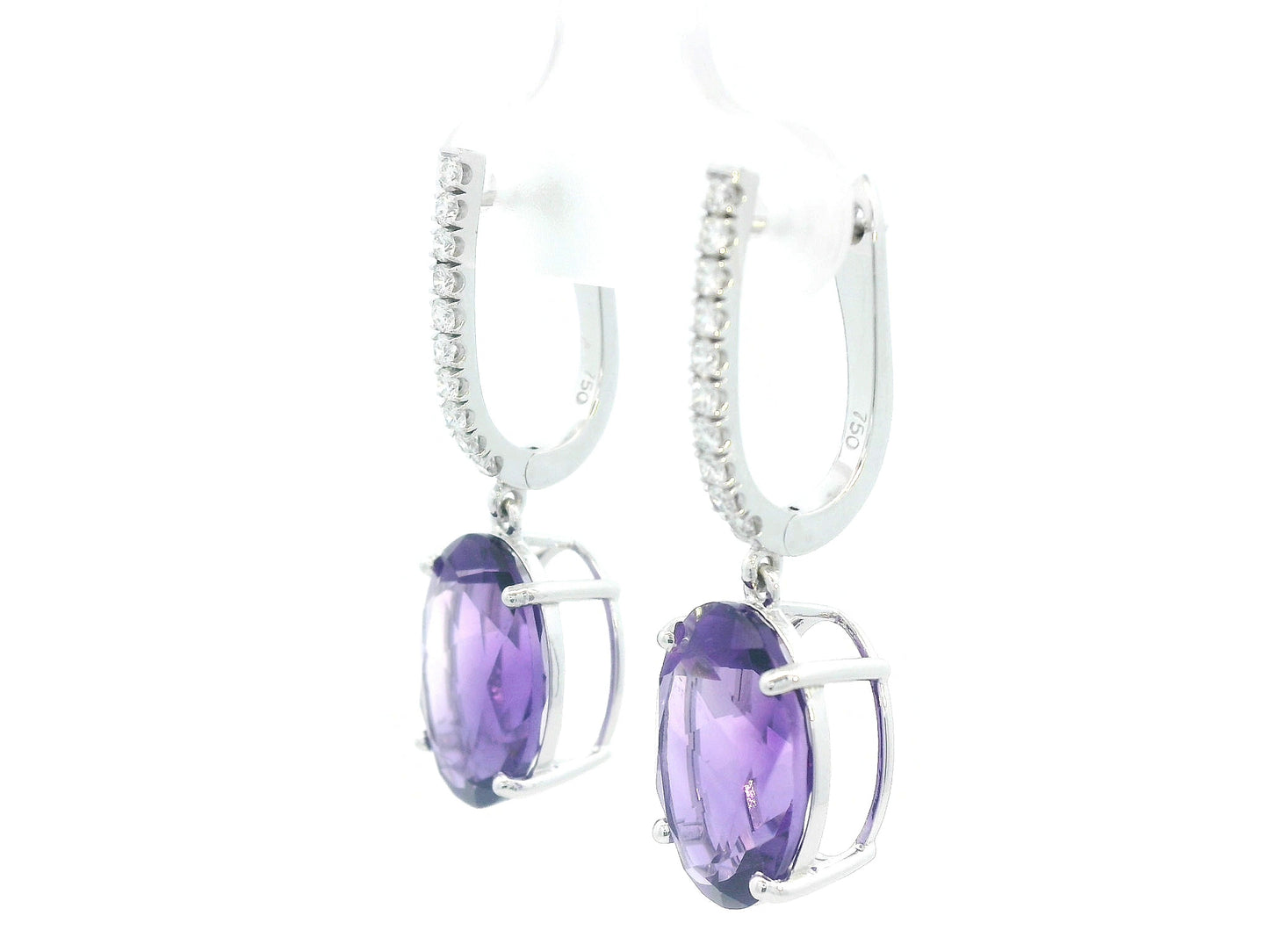 Purple gemstone earrings with 0.35ct diamond accents