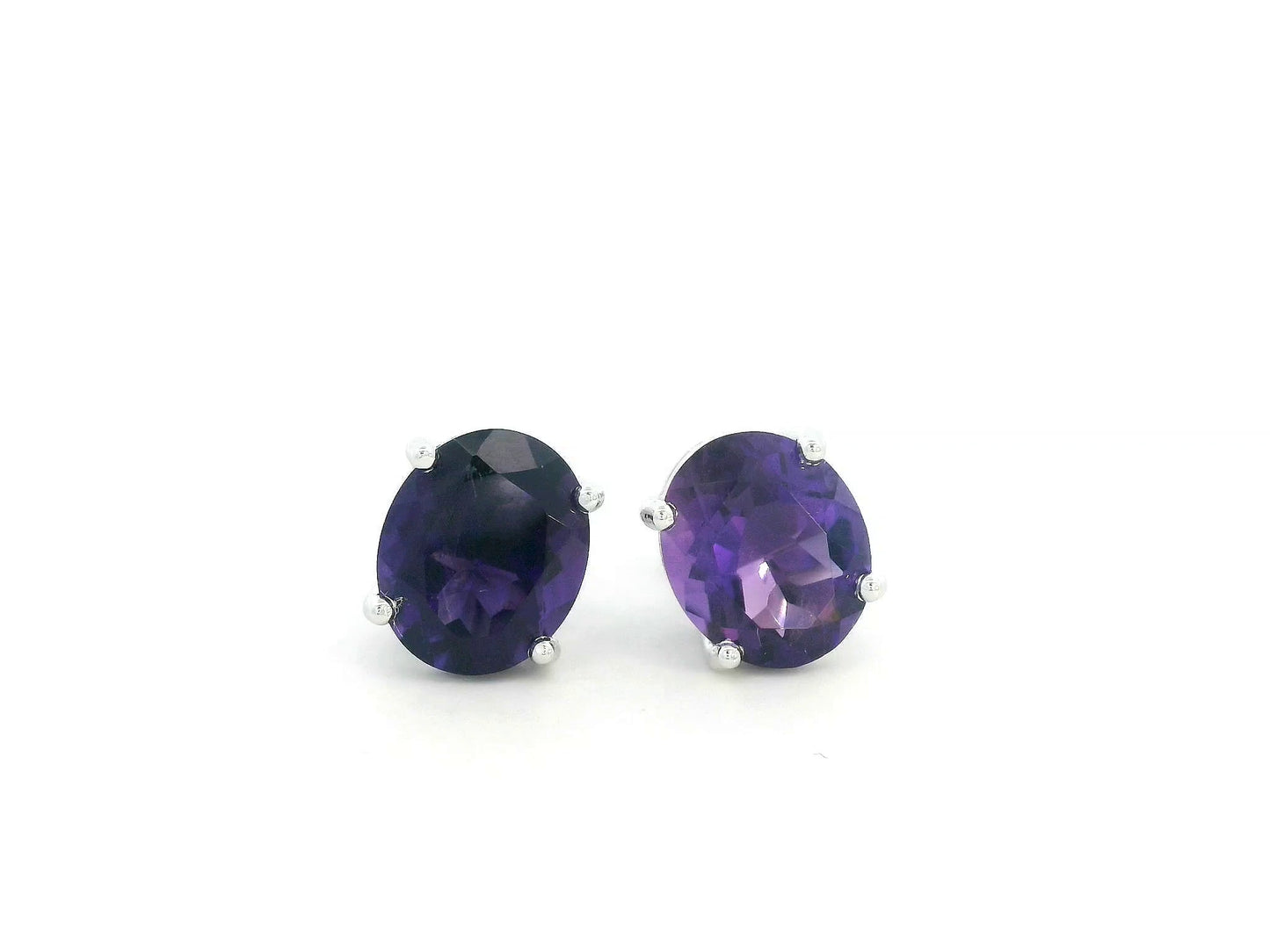 Amethyst gemstone studs in white gold