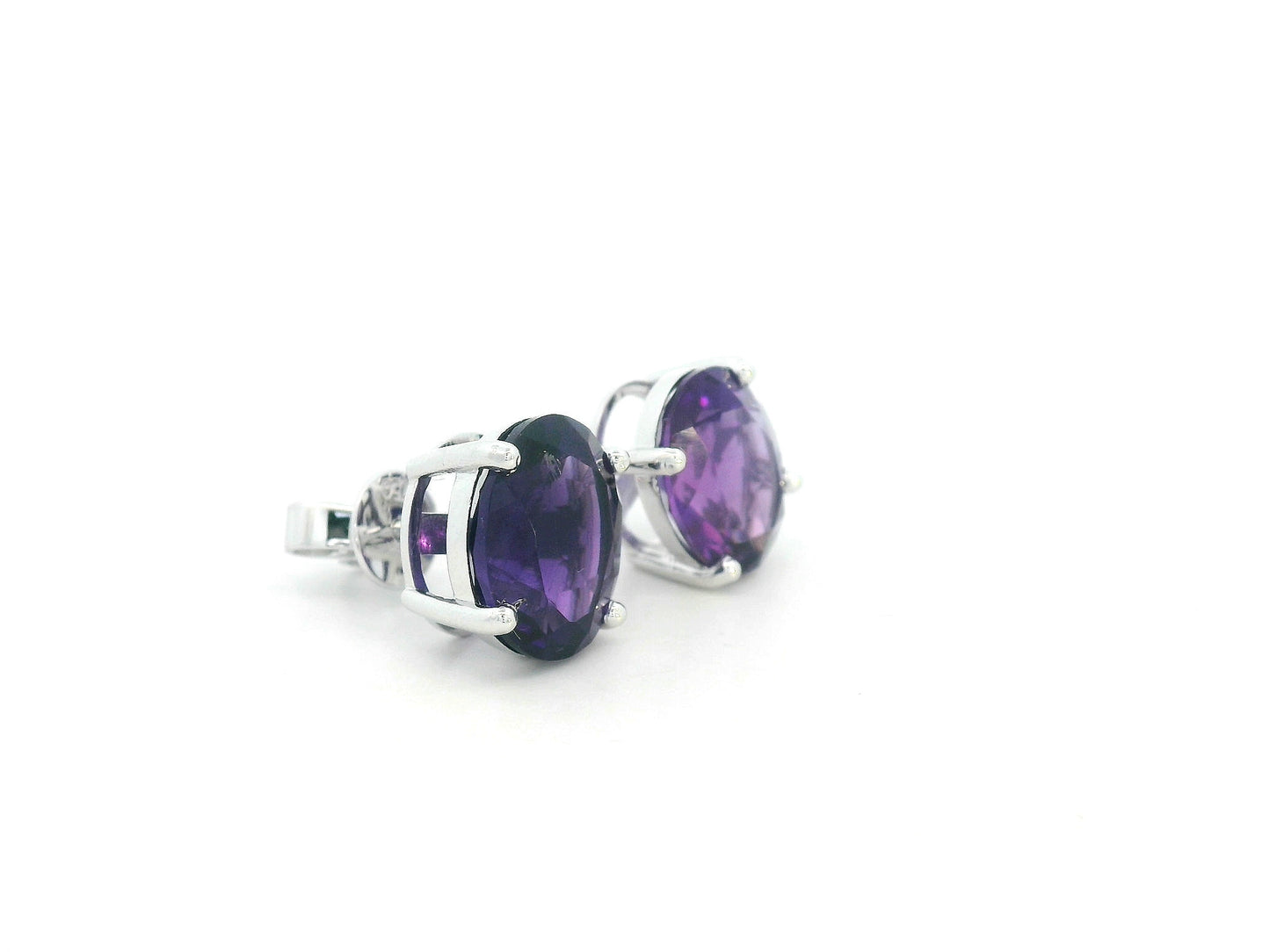 Elegant purple gemstone stud earrings