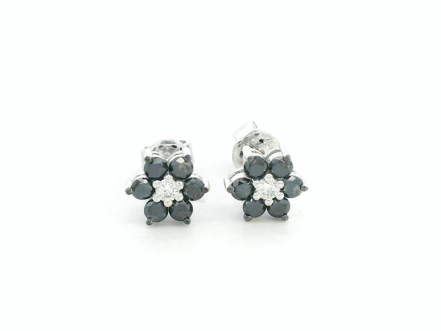 Luxury 18K white gold earrings featuring black diamonds