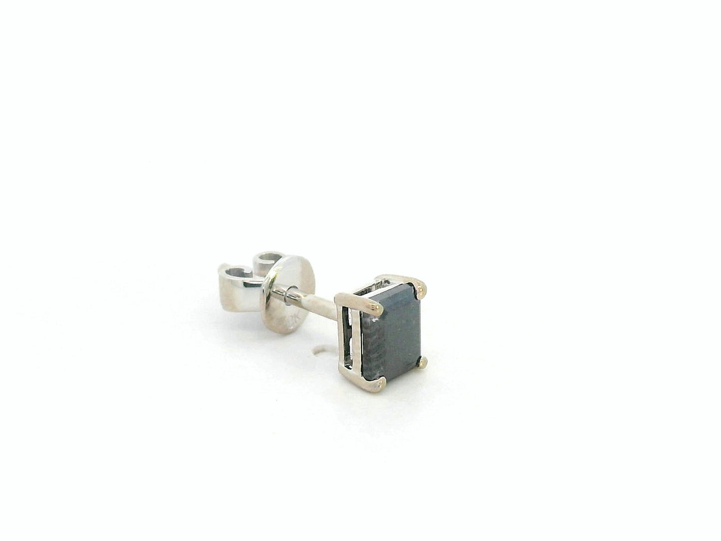 Single black diamond stud earring, sleek minimalist design