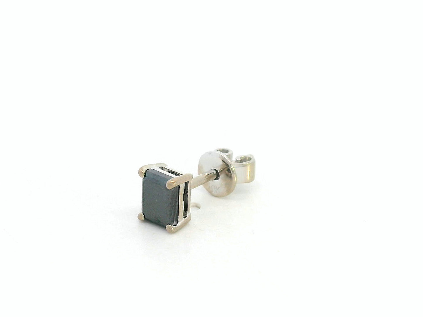 Single black diamond stud earring, sleek minimalist design
