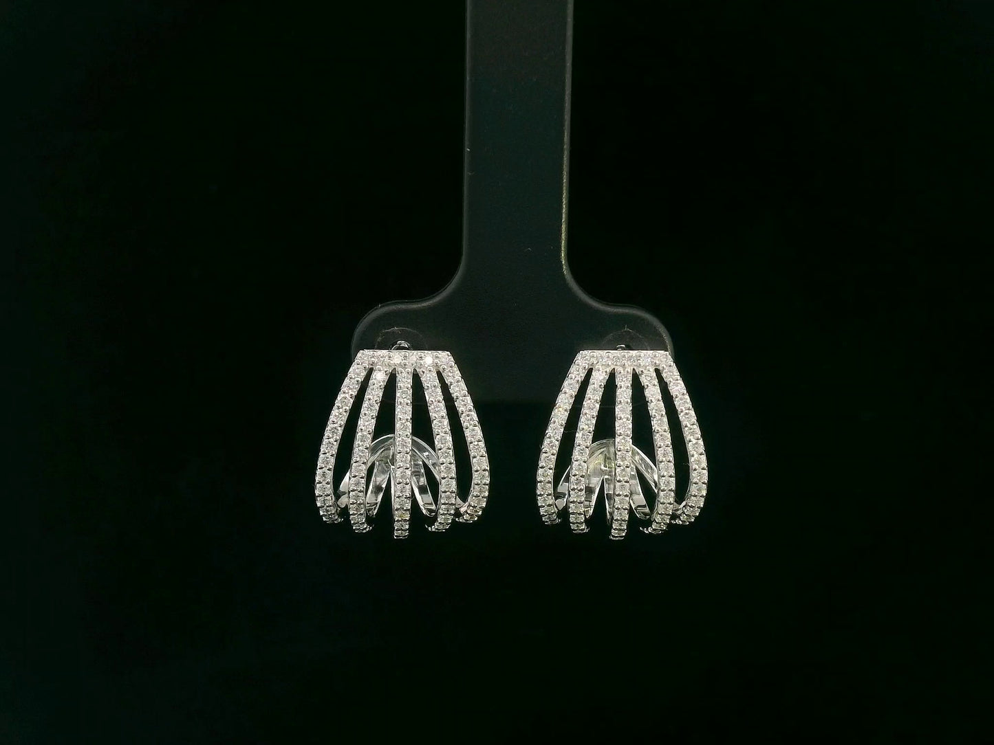 18K white gold multi-row pavé diamond hoop earrings, total 0.78ct