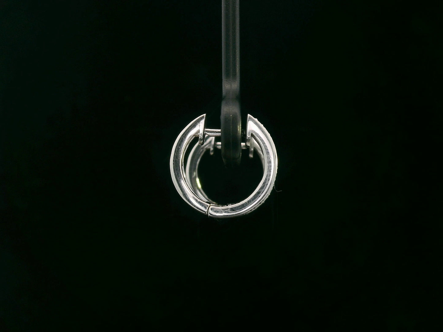 18K white gold pavé diamond huggie earrings with three-row design – Emirates Diamonds