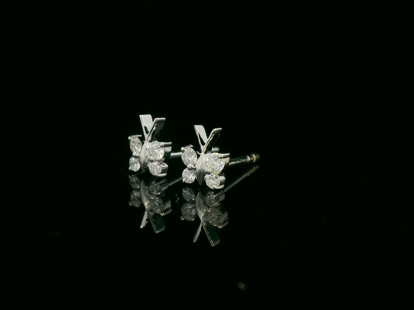 18K white gold diamond butterfly stud earrings – delicate small butterfly earrings by Emirates Diamonds