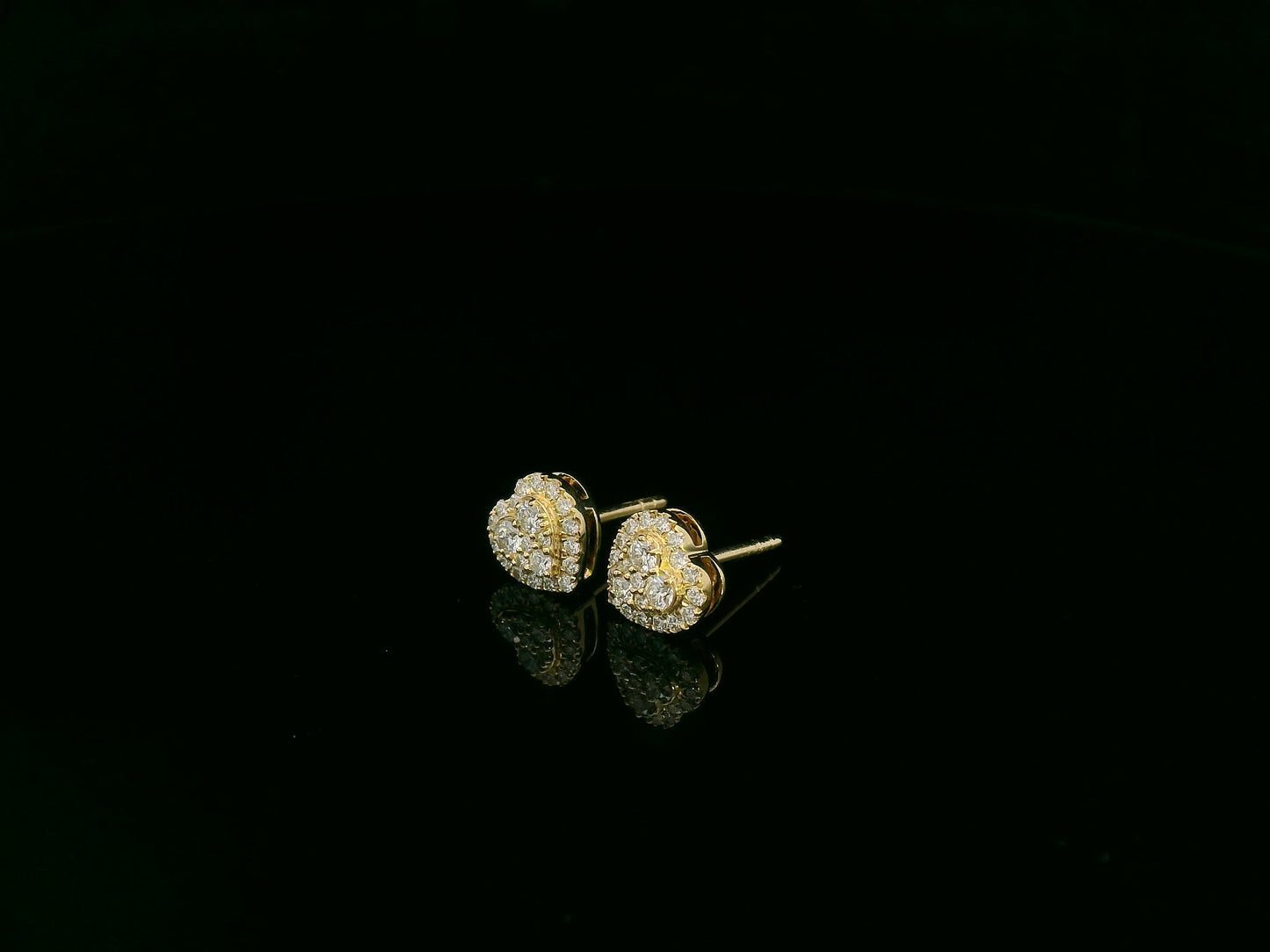 0.40 carat diamond heart cluster stud earrings in 18K yellow gold by Emirates Diamonds