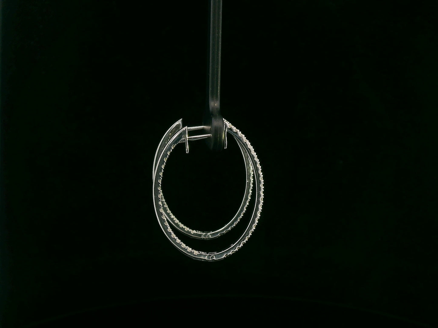 18K white gold diamond hoop earrings with pavé-set diamonds by Emirates Diamonds
