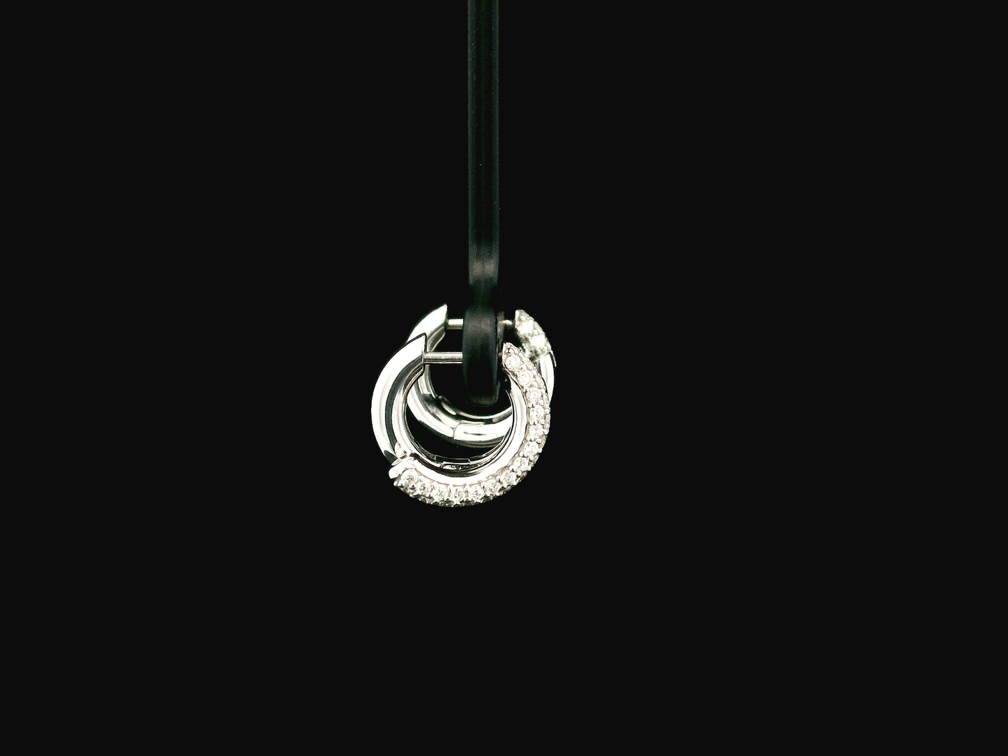 Diamond double row huggie earrings in 18K white gold Emirates Diamonds