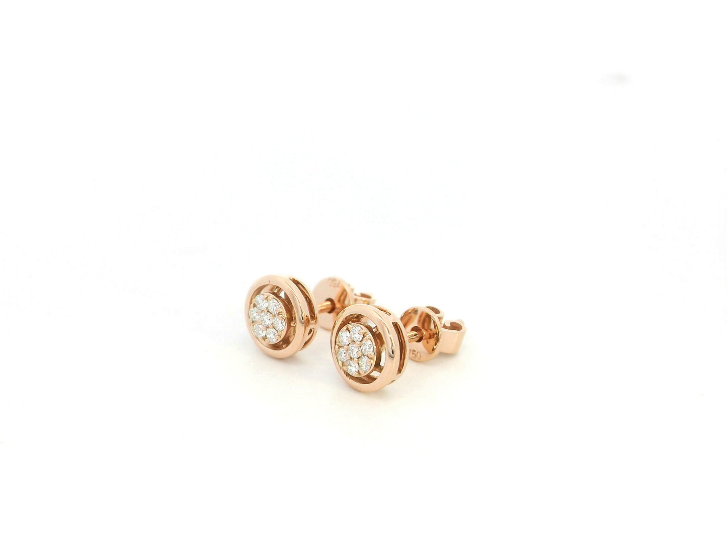 Diamond cluster stud earrings in 18K rose gold Emirates Diamonds