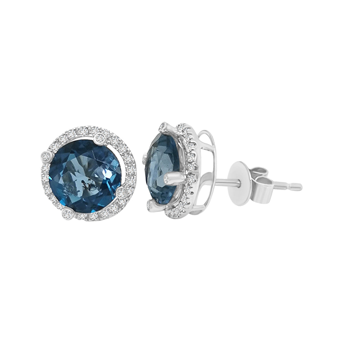 Blue Topaz And Diamond Earrings In 18k White Gold.