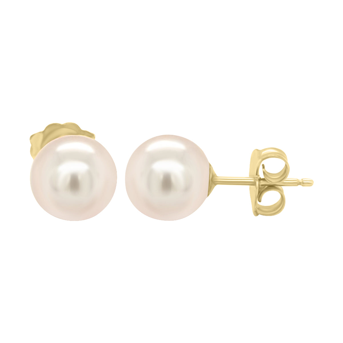 Fresh Water Lavender Pearl Stud Earrings In 18k Yellow Gold.