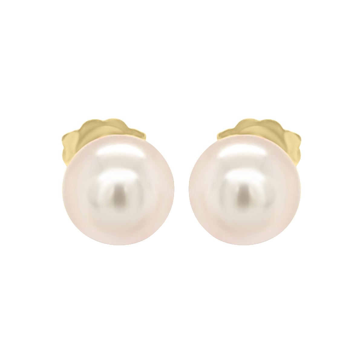 Fresh Water Lavender Pearl Stud Earrings In 18k Yellow Gold.