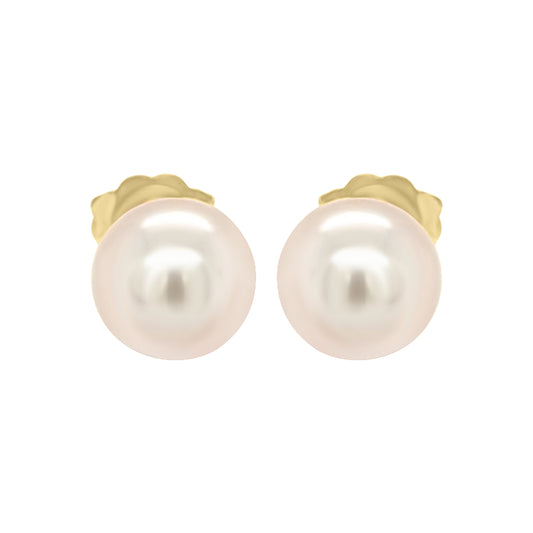 Fresh Water Lavender Pearl Stud Earrings In 18k Yellow Gold.