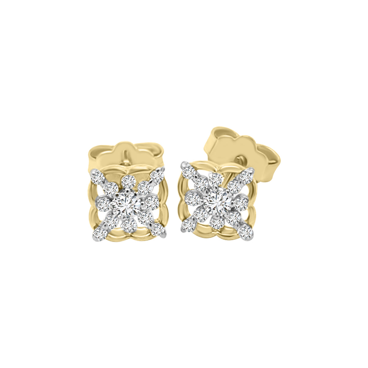 Cluster Stud Earrings Crafted in 18K Yellow Gold