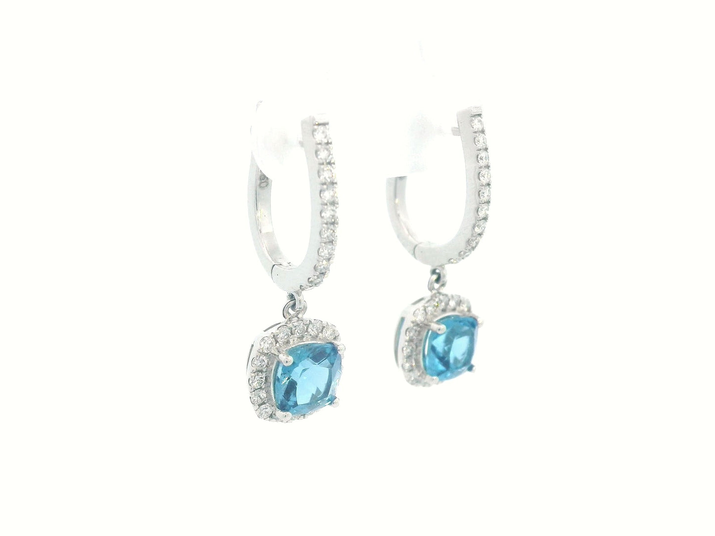 Elegant London Blue Topaz & Diamond Drop Earrings in 18K Gold – 2.33 Carat